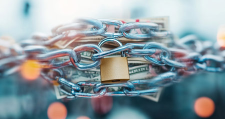 Secure banking practices through lock and chain for enhanced privacy protection. Generative AIの素材