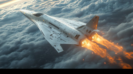 Rocket Launches Into the Sky, Showcasing Advanced Hypersonic Propulsion Technology During an Exciting Aerospace Test Flight Generative AIの素材