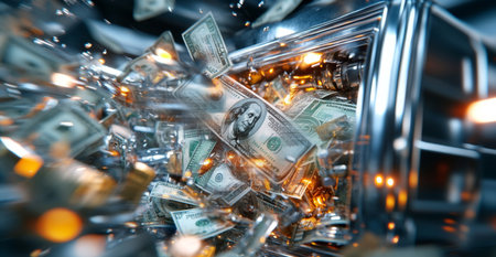 Secure banking with a focus on privacy using a strong shield and lock. Generative AIの素材