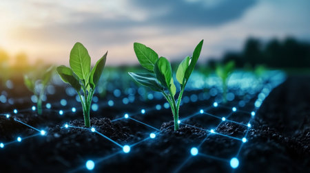 Modern agricultural practices enhance crop selection and growth efficiency. Generative AIの素材