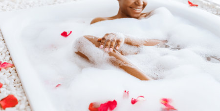 Beauty care, spa treatments and relax at homeの写真素材