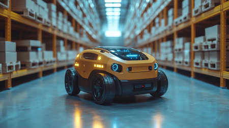Introducing an Innovative Warehouse Robot Designed to Enhance Inventory Management and Sorting Efficiency Within Distribution Hubs Using Advanced Generative AI Technologyの素材