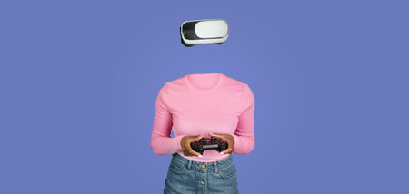 Exploring virtual dimensions with modern VR technology and gadgetsの写真素材