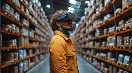 Exploring Inventory Management With Virtual Reality in a Spacious Warehouse Environment Generative AIの素材