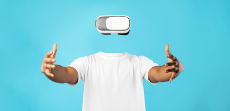 Virtual reality experience with user in modern technology setting