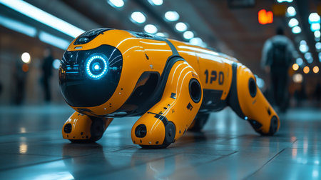The Robotic Surveillance Unit is Tasked With Monitoring the Transportation Hub to Ensure Both Safety and Efficiency Through the Use of Advanced Generative AI Technologyの素材