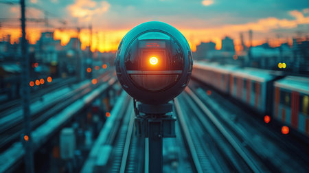 Logistics and Transportation Systems Are Enhanced by Automated Monitoring Solutions During Sunset Generative AIの素材