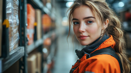 Efficient Storage and Inventory Management in a Busy Logistics Warehouse With a Focused Worker Generative AIの素材