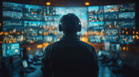 Monitoring Logistics and Transportation Operations Through Advanced Surveillance Technology in a Control Room Generative AIの素材