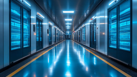 Efficient Cold Storage Facility With Advanced Refrigeration Technology in a Modern Warehouse Setting Generative AIの素材