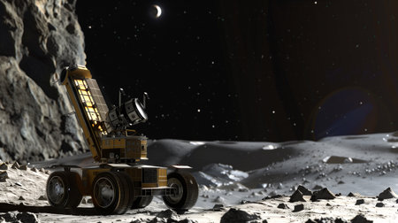 Rover extracts regolith from an asteroid using advanced technology for resource miningの素材