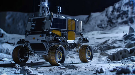 Rover excavates asteroid regolith for resource extraction and refiningの素材