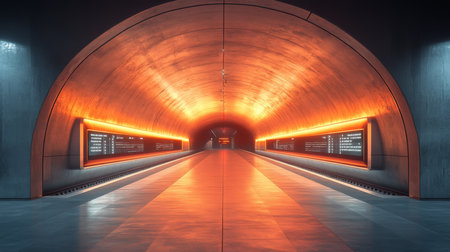 Modern Urban Subway Station Featuring Vibrant Lighting and Sleek Design for Commuter Mobility and Efficient Transit Generative AIの素材