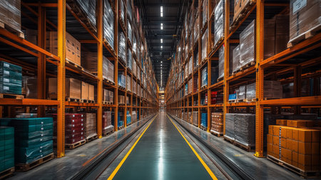 Efficient Storage and Organization in a Modern Logistics Warehouse With Extensive Inventory Management Systems Generative AIの素材