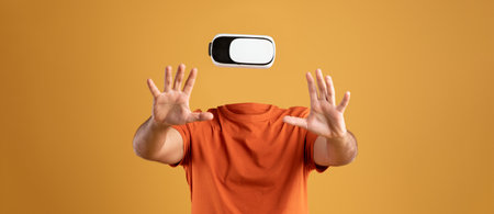 User engages with modern virtual reality technology without visible head