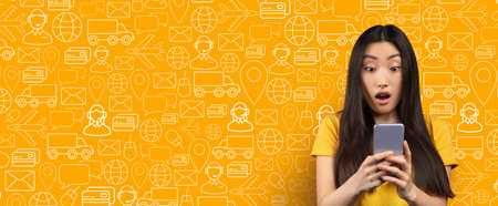 Customer excitedly engaging with online shopping on smartphone application