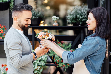 Creative occupation in floral boutique, floristics, small business and decoration conceptの写真素材