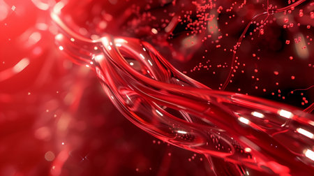 Virtual model of synthetic blood with nanotech, showcasing its medical potentialの素材