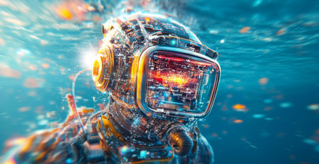 Exploration of deep ocean depths using advanced robotic diving technology Generative AIの素材