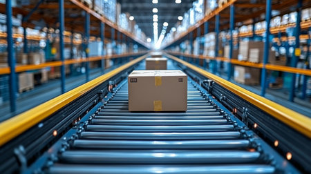 Automation in Logistics Centers Enhances Efficiency in Warehouse Distribution and Transportation During Daily Operations Generative AIの素材