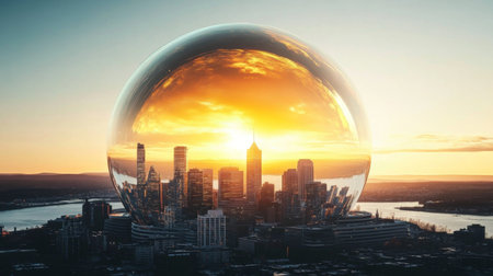 Innovative Megacity Dome Integrates Nature and Technology for Sustainable Urban Living and Improved Air Quality Generative AIの素材