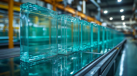 Glass Fabrication Process in an Industrial Facility Focused on High Quality Production and Advanced Manufacturing Techniques for Construction Materials Generative AIの素材