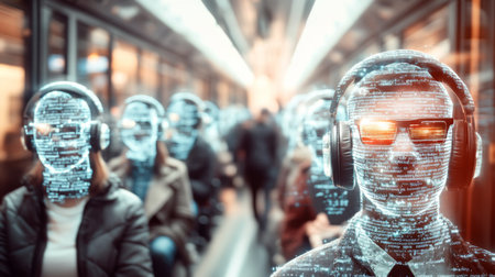 Exploration of Virtual Identity in a Future Society With AI Governance and Metahuman Avatars in a High Tech Transit Environment Generative AIの素材