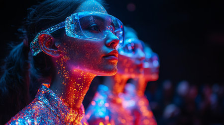 Exploring a Virtual Society Where Avatars Embody Posthuman Identities Within Holographic Spaces and AI governed Environments Generative AIの素材