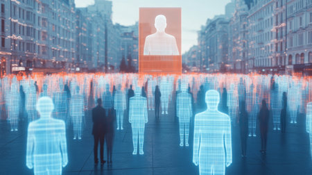 Future Society Focuses on AI governance and Virtual Existence With Digital Avatars in a Bustling Metropolis Generative AIの素材