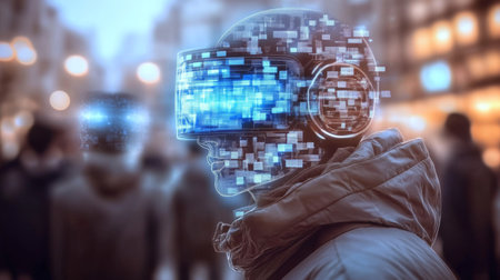 Exploring a Future Society Where AI governance Shapes Identity Through Virtual Avatars and Holograms in an Interconnected Cyberspace Generative AIの素材