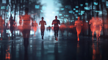 Future Society in Cyberspace Where Avatars and Metahumans Run in a Virtual Landscape Governed by Artificial Intelligence and Holographic Identity Generative AIの素材