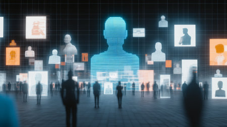 Exploring the Future of Society Through Virtual Identities and AI Governance in a Holographic Cyberspace Environment Generative AIの素材