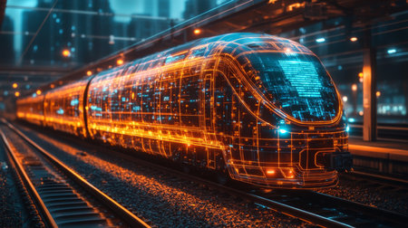 Future of Transportation Seen in Automated Smart Train System With Advanced Control and Mobility Features in Urban Infrastructure Generative AIの素材