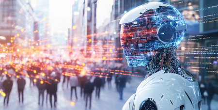 Exploring the intersection of technology and humanity through a synthetic robot Generative AIの素材
