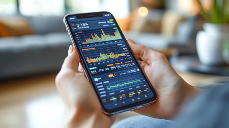 Mobile banking transaction verification on smartphone while at home Generative AIの素材