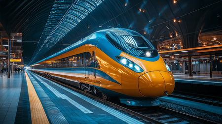 Modern Autonomous Train at a Bustling Transportation Hub Showcasing Advanced Mobility and Automation Technology Generative AIの素材