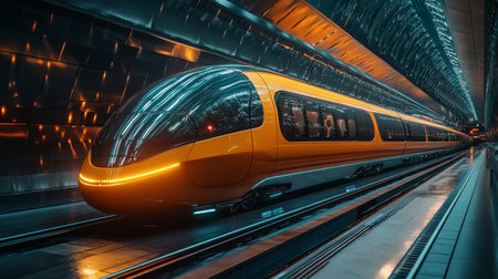 Innovative Autonomous Train Showcases Advanced Logistics and Transportation Solutions in a Modern Urban Infrastructure Generative AIの素材