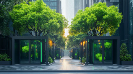 Innovative Urban Greening Transforms City Landscape Into a Sustainable and Vibrant Smart City Generative AIの素材