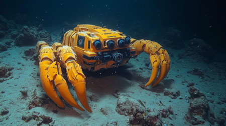 Exploration of deep ocean depths with a robotic submarine diver Generative AIの素材