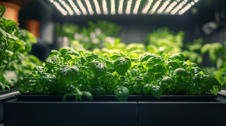Urban Farming Thrives in a Smart City With Hydroponic Systems Promoting Sustainability and Self Sufficiency Through Innovative Agriculture Practices Generative AIの素材