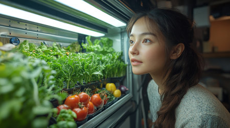 Exploring Urban Farming in a Smart City With Hydroponic Systems for Sustainable Agriculture and Renewable Food Sources Generative AIの素材