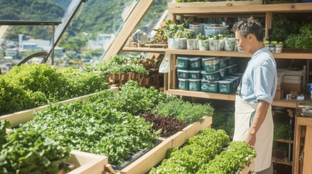 Urban Farming Project Showcases Hydroponics and Vertical Agriculture in a Sustainable Smart City Setting Generative AIの素材