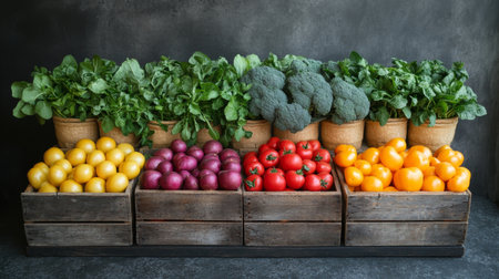 Sustainable Urban Farming With Fresh Vegetables and Herbs in Eco Friendly Containers for a Green Future Generative AIの素材