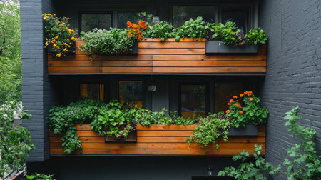 Innovative Urban Farming on Balcony Showcases Sustainable Living Practices in Modern Smart Cities Generative AIの素材