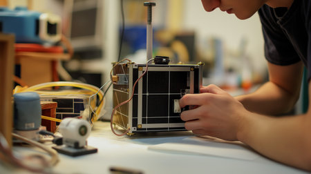 Students engage in a hands-on AI project using advanced materials and technologyの素材