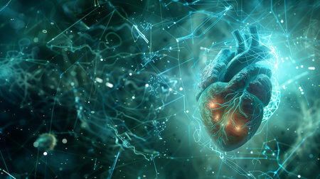 Visual representation of a heart symbolizing advancements in longevity and health span researchの素材