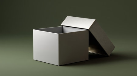 Unwrapped gift box waiting to reveal its contents in a serene setting Generative AIの素材