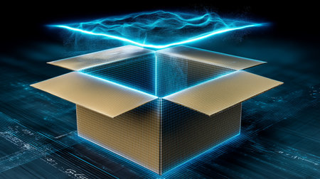 Excitement builds as a parcel is opened revealing a special gift inside Generative AIの素材