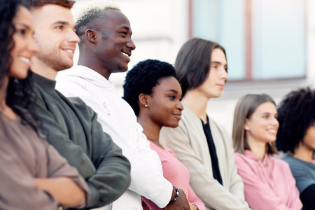 Multiethnic activists feeling excited and invincible