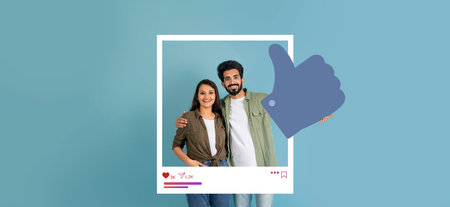 Couple poses with thumbs up for engaging social media content